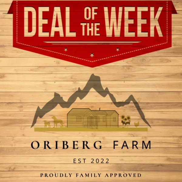 Oriberg Farm Deal of the Week graphic with farm logo and mountains