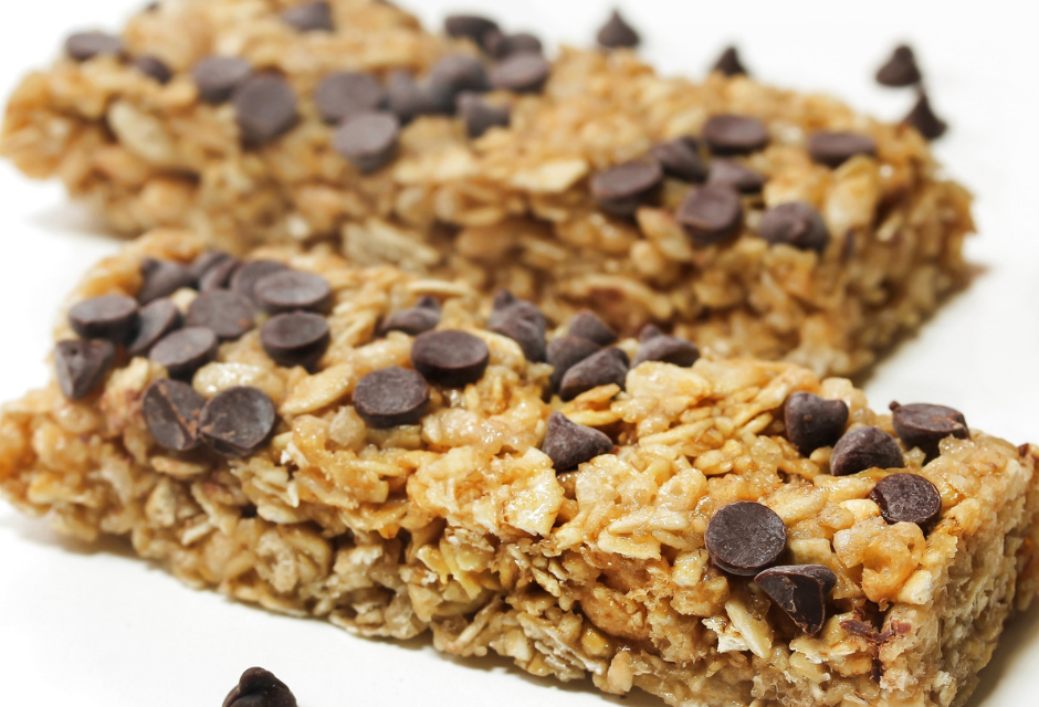 Chocolate Chip Oatmeal Bars illustrating Quick and Easy Snacks